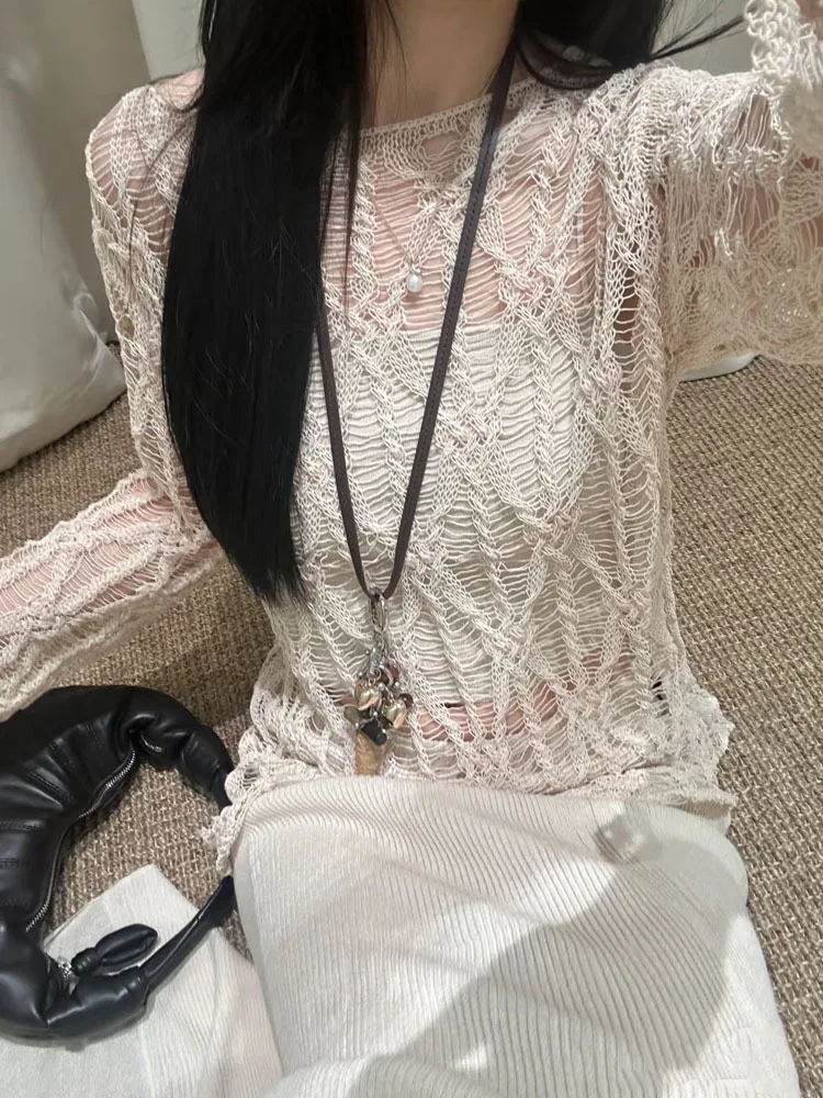 

Женский топ Vaion Sle Loose Long Sve round Ne, дизайн Sense, цельный топ из полиэфирного волокна, лето 2025 г.