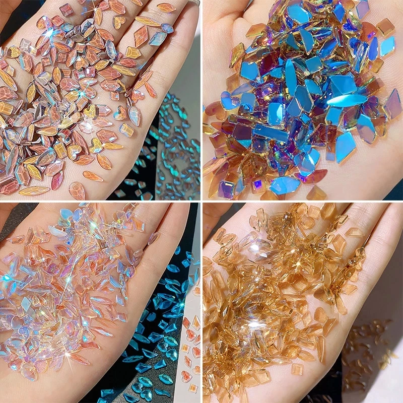 

100Pcs Nail Art Charms 3D Gems Rhinestones Nails Art Decoration Colorful Mix Crystal Glitter Gem Bead Manicure Nail Supplies