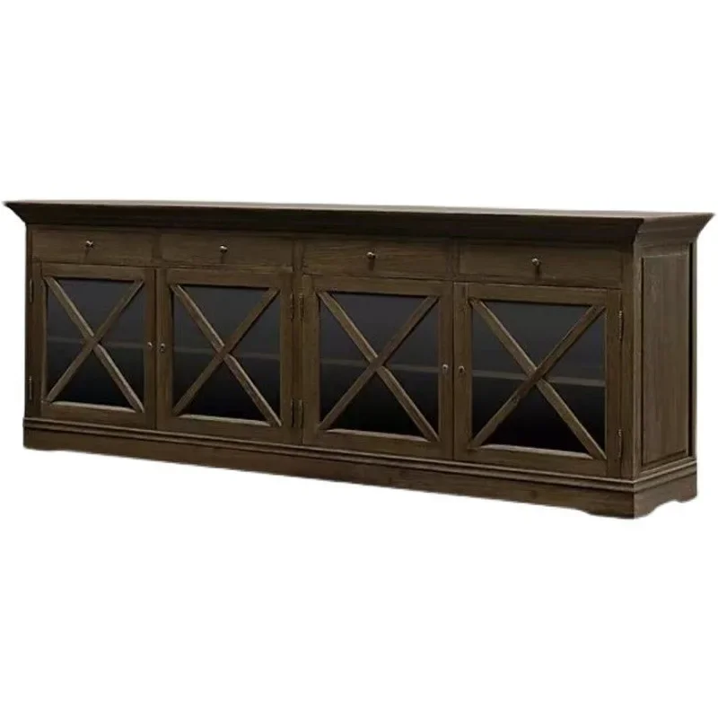 

American solid wood living room small apartment audio-visual cabinet, retro low floor cabinet, European bedroom