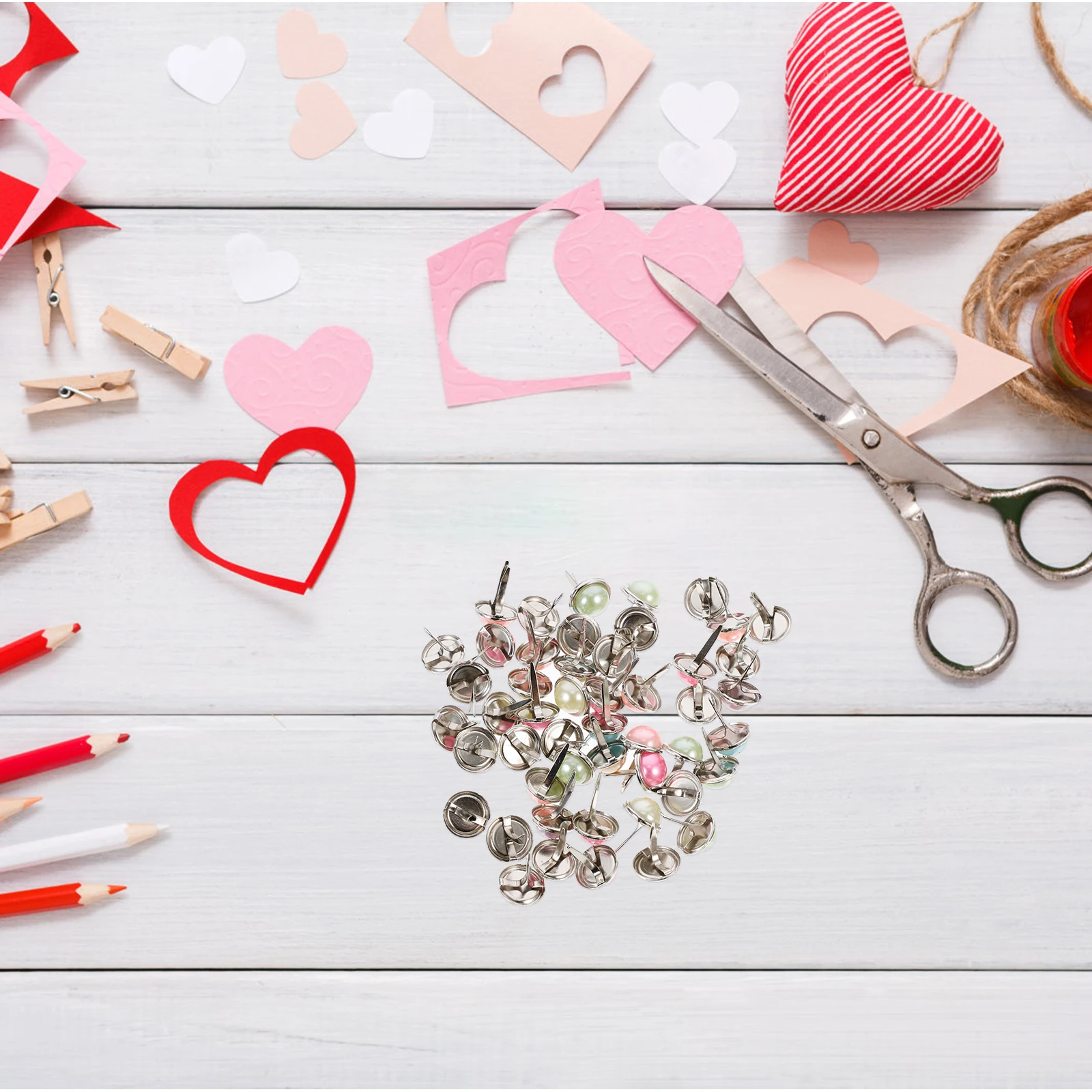

50 Pcs Paper Decorative Nails Decoration Brads for Crafting Corner Round Alloy Scrapbooking