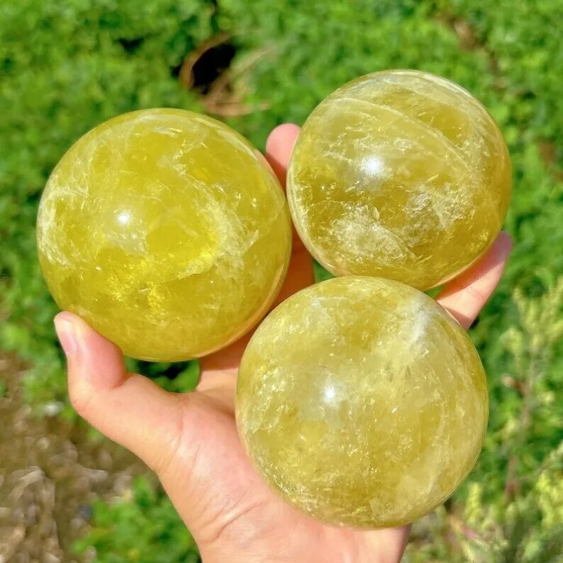 

1pc Natural Citrine Sphere Quartz Crystal Ball Golden Citrine Ball Divination Ball Suitable Healing Crystals Home Decorations