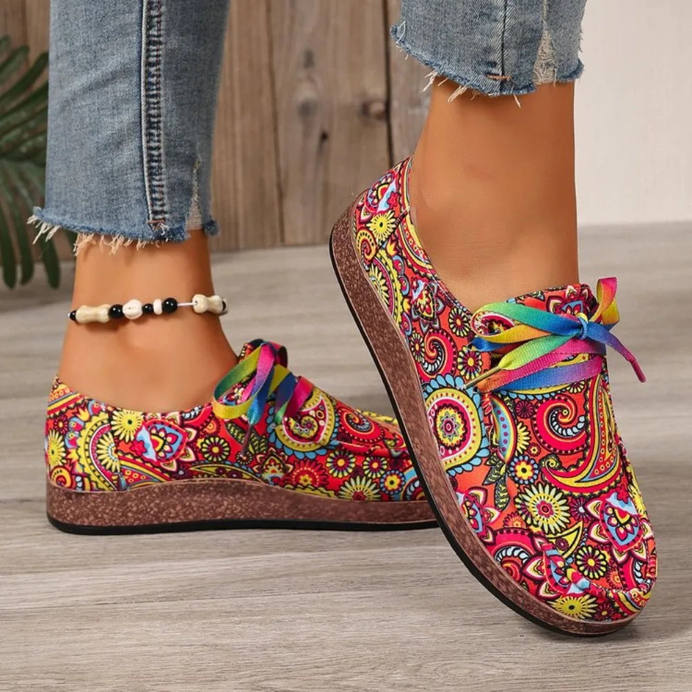 2026 Bestseller Neue Modische Damen-Sneaker mit Schnürung, Bedruckte Damen-Flats, Outdoor-Freizeitschuhe für Damen, Zapatos De Mujer – Detail 17
