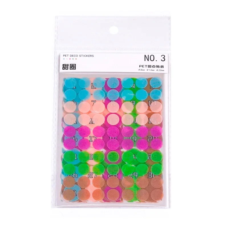 6Pc PET DOT Sticker for Scrapbooking Stationery Macaron Candy Color Basic Journal Planner Material DIY Decorative Stickers