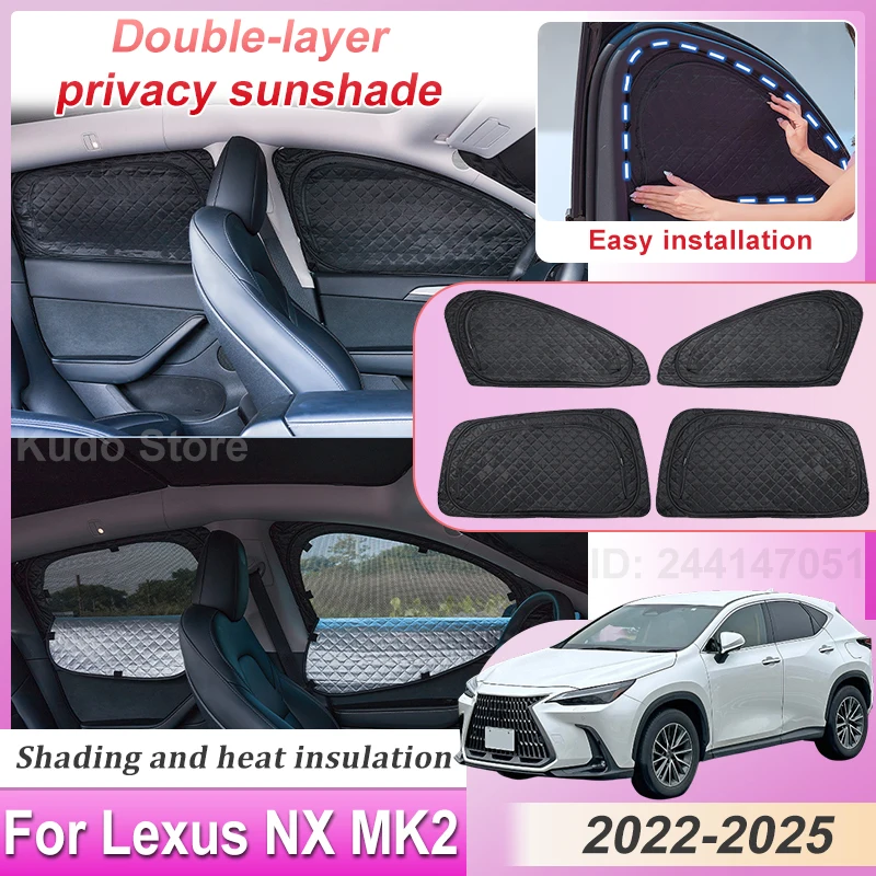 二重層サンシェードレクサス-nx-az20-mk2-2025-アクセサリー-2022-〜-2024-プライバシースクリーン車の窓バイザーメッシュサンシェード部品