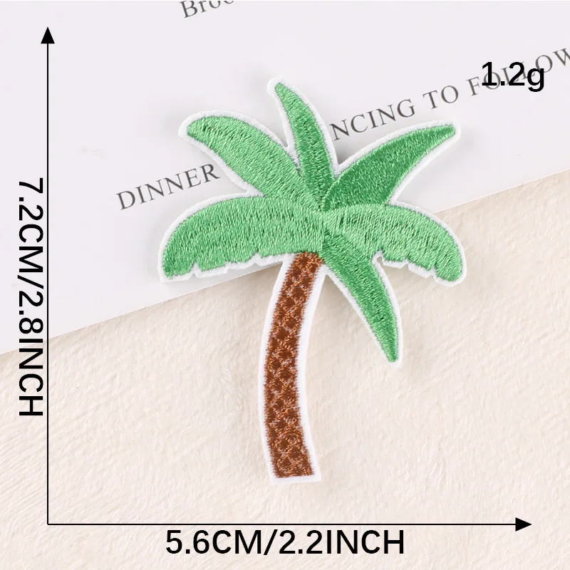 5Pcs Green Applique for Clothing DIY Accessories Coconut Palm Tree Embroidered Iron on Patch Sewing Applique Sewing Applique