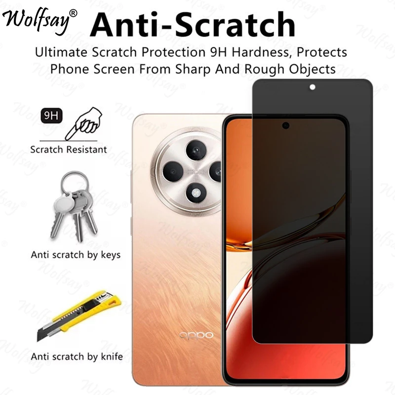 Anti-Spy Tempered Glass For Oppo Reno 12 FS Privacy Screen Protector Oppo Reno12 FS Glass For Oppo Reno 12 FS Glass 6.67 inch