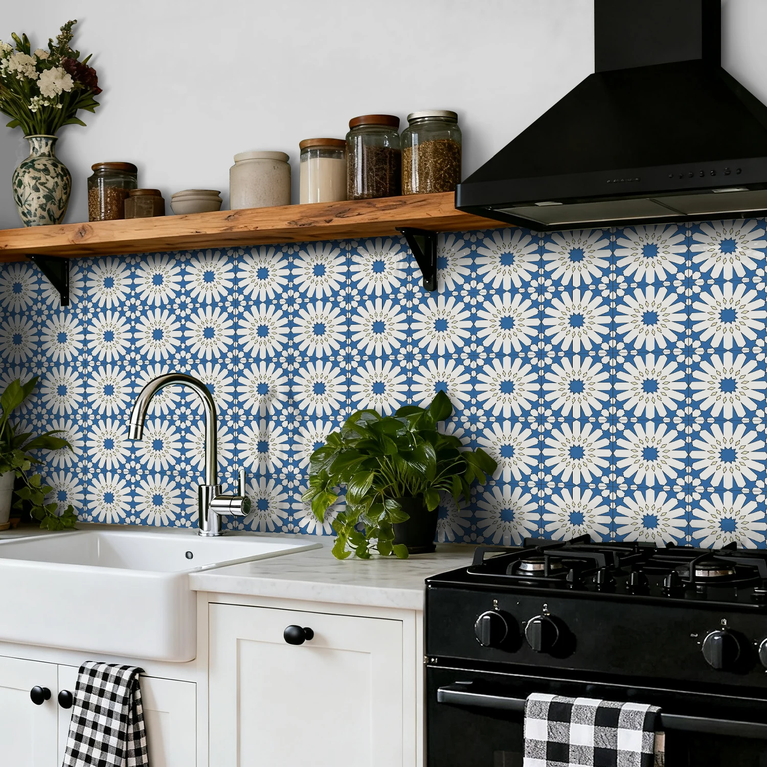 24pcs Moroccan-style self-adhesive wall stickers for kitchen, bathroom, and rental renovation decoration