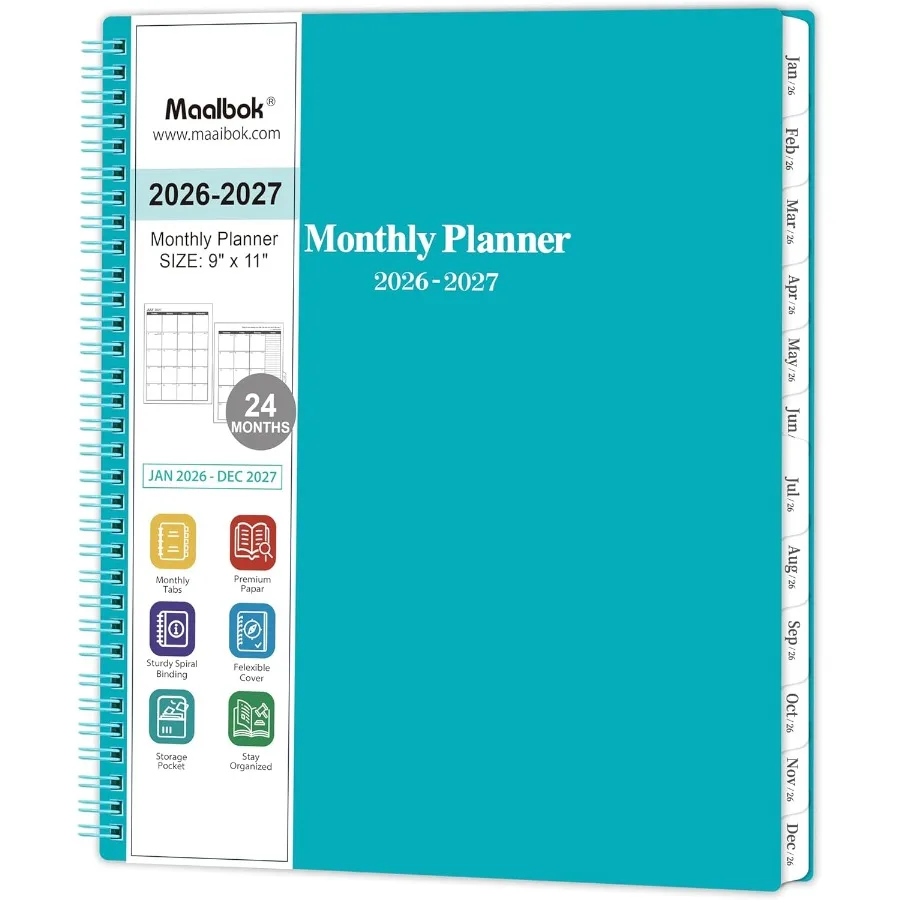 

20262027 Ежемесячный планировщик Ежемесячный календарь 20262027 с двусторонним горшком Январский 2026 декабря 2027 Календарь 9 x 11 дюймов для 2 лет Planne