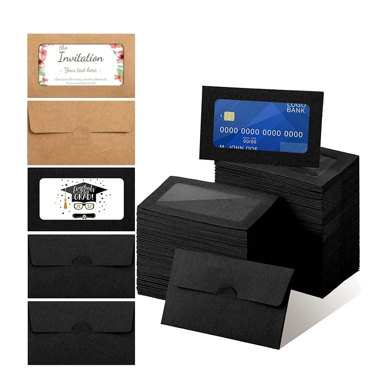20Pcs Window Opening Gift Card Sleeve Envelope Kraft Paper Envelopes Christmas/Thanksgiving Greeting Card Package Envelope