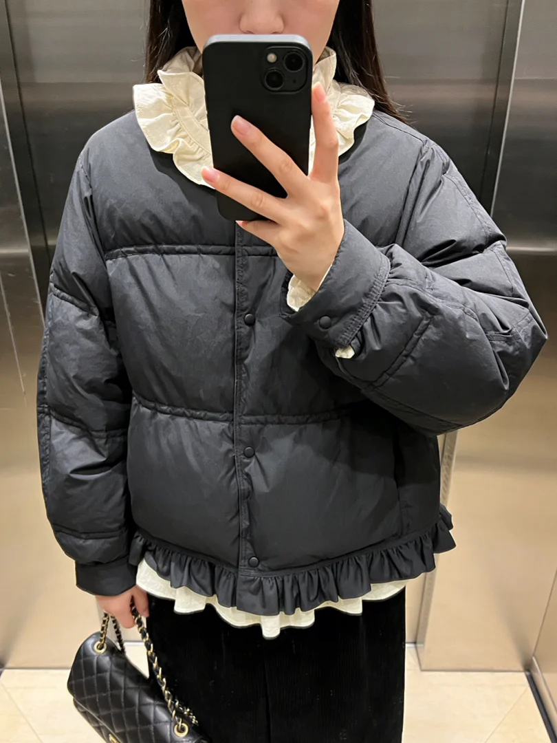 

Sli Bla Thiened Warm Cotton Jaet ort Quilted Outerwear Winter Clothes Korean Sle Small Size Coat for Women