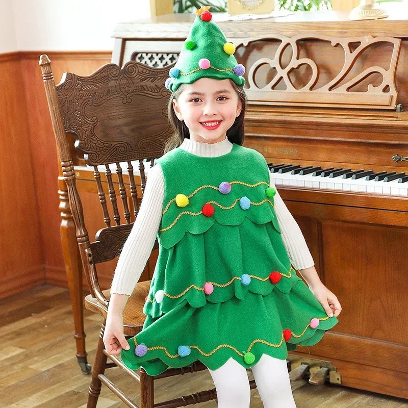 

2026 Christmas Tree Costume Girl Christmas Children Adult Christmas Tree Dress Adult Parent Child Christmas Role Playing Dress