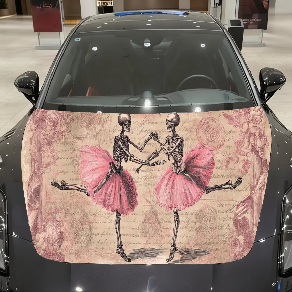

Gothic Dancing Skeleton Ballerina Auto Cover Sticker, Waterproof and Self-adhesive Car Hood Decal, Auto Vinyl Wraps, Cool Car Ex