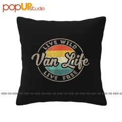 Thick Van Life Vintage Van Dwellers Vanlife Nomads Pillowcase Throw Pillow Cover Healthy Super Soft Pattern Decor
