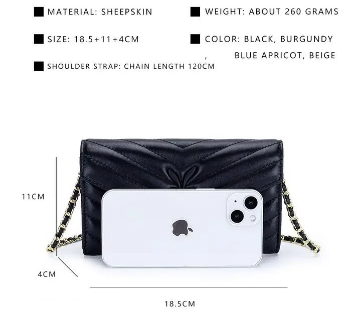 New Tote Bags Long Lady Wallet Ladies Bag Chain Designer Shoulder Bag Leisure Women Clutches Bag Sheepskin Genuine Leather Bags