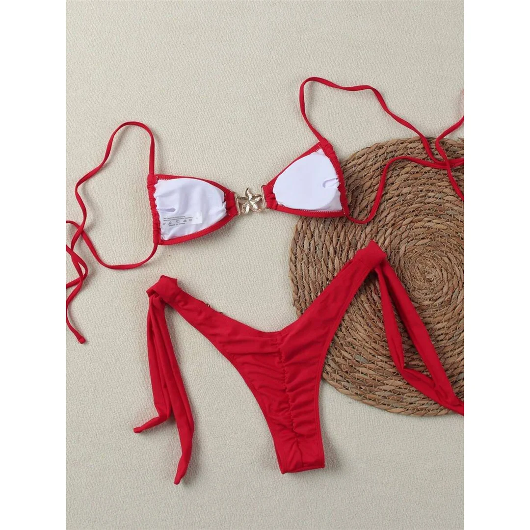 2026 Metallstern High-Cut Scrunch Butt Bikini Damen Badeanzug Zweiteiliger Bikini-Set Badebekleidung Badeanzug V6419 – Detail 17