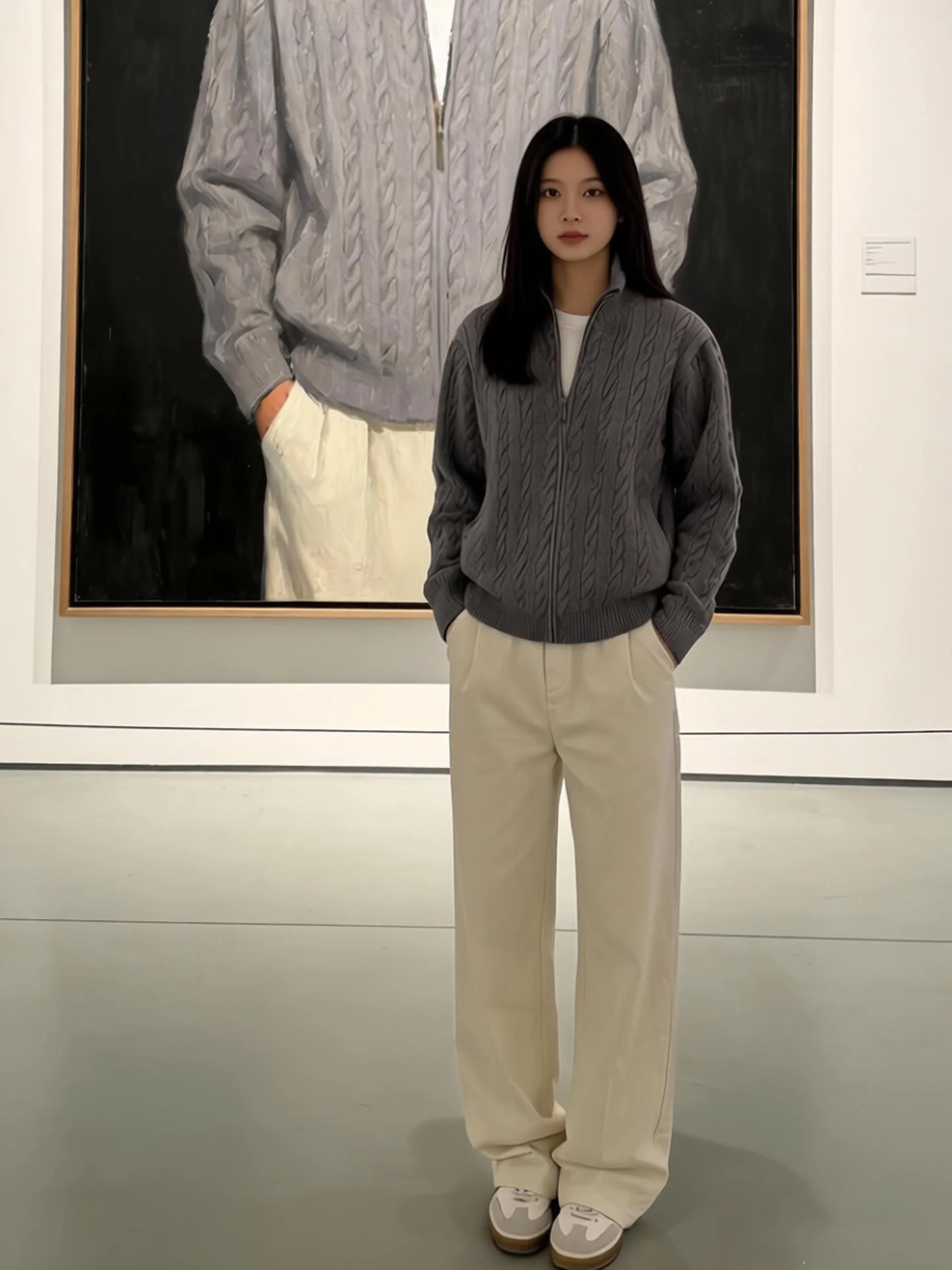 

Deep ey Knitted Cardigan Sweater Men's Spring Autumn High-End Feeling Stand Collar Cleanfit Jaet Coat with Twist Flower P...