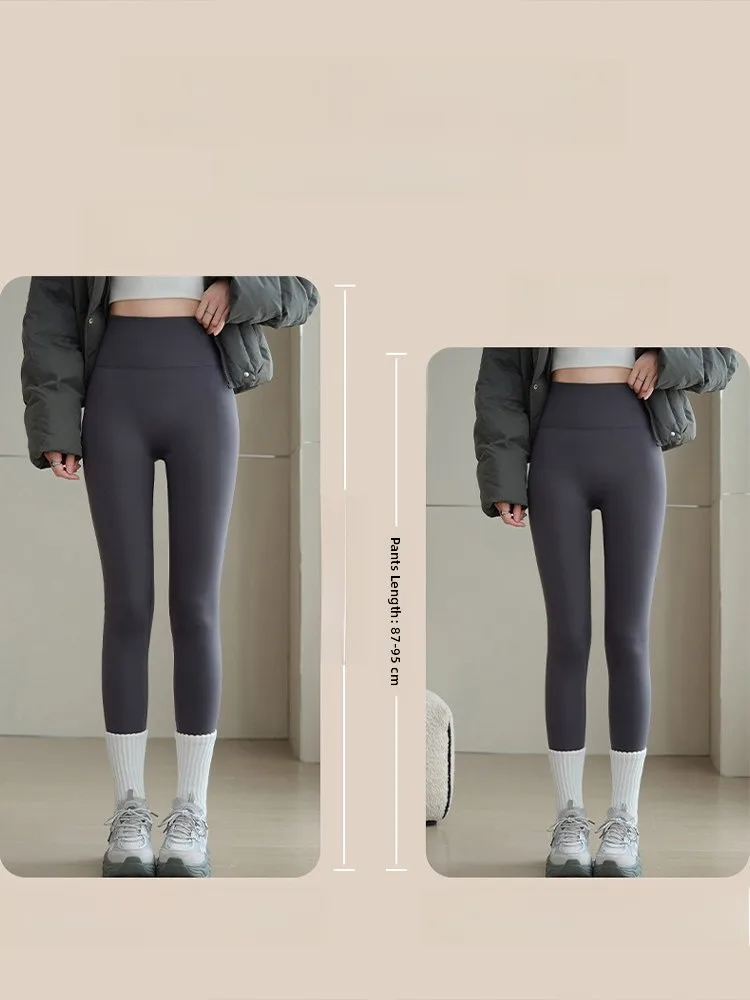 กางเกงโยคะกันหนาว Thiened Fce สำหรับผู้หญิง เอวสูง ลายหนังม้า ให้ความอบอุ่น เหมาะสำหรับใส่กลางแจ้งและเล่นโยคะ