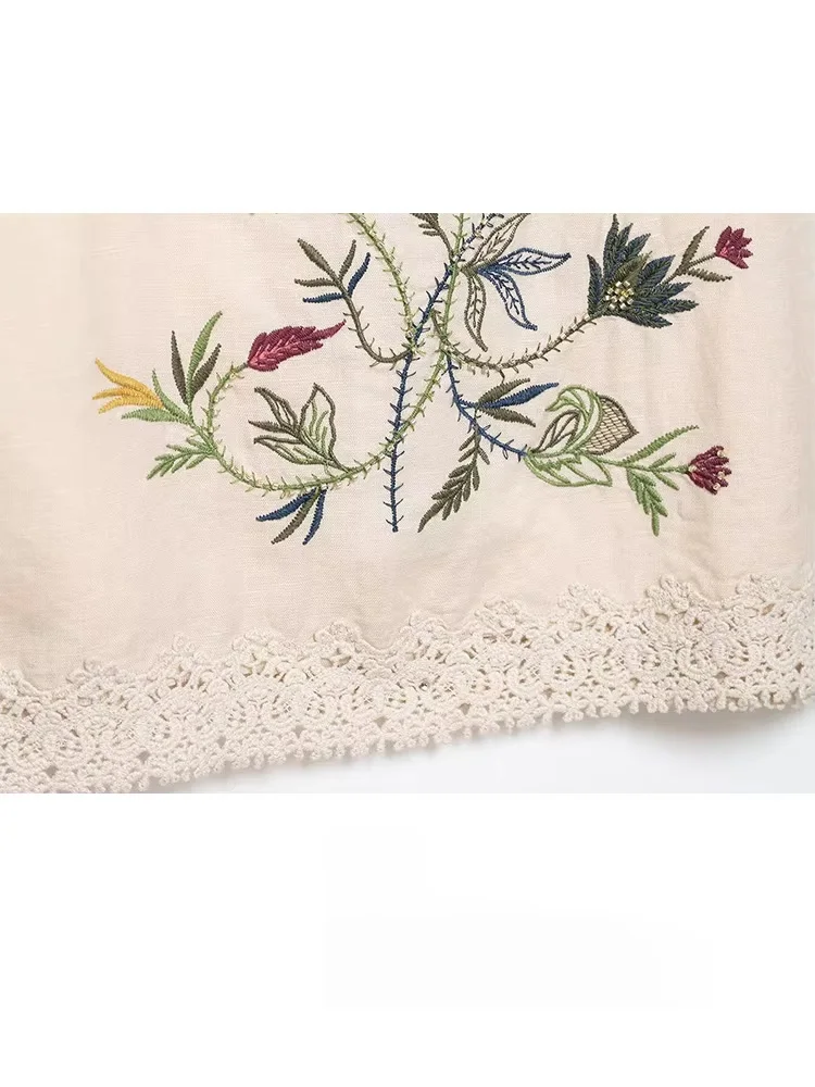 Setelan Celana Pendek Wanita Musim Panas HH, Atasan Tanpa Lengan dengan Hiasan Bordir Kasual + Celana Pendek dengan Saku dan Tali Serut di Pinggang Elastis