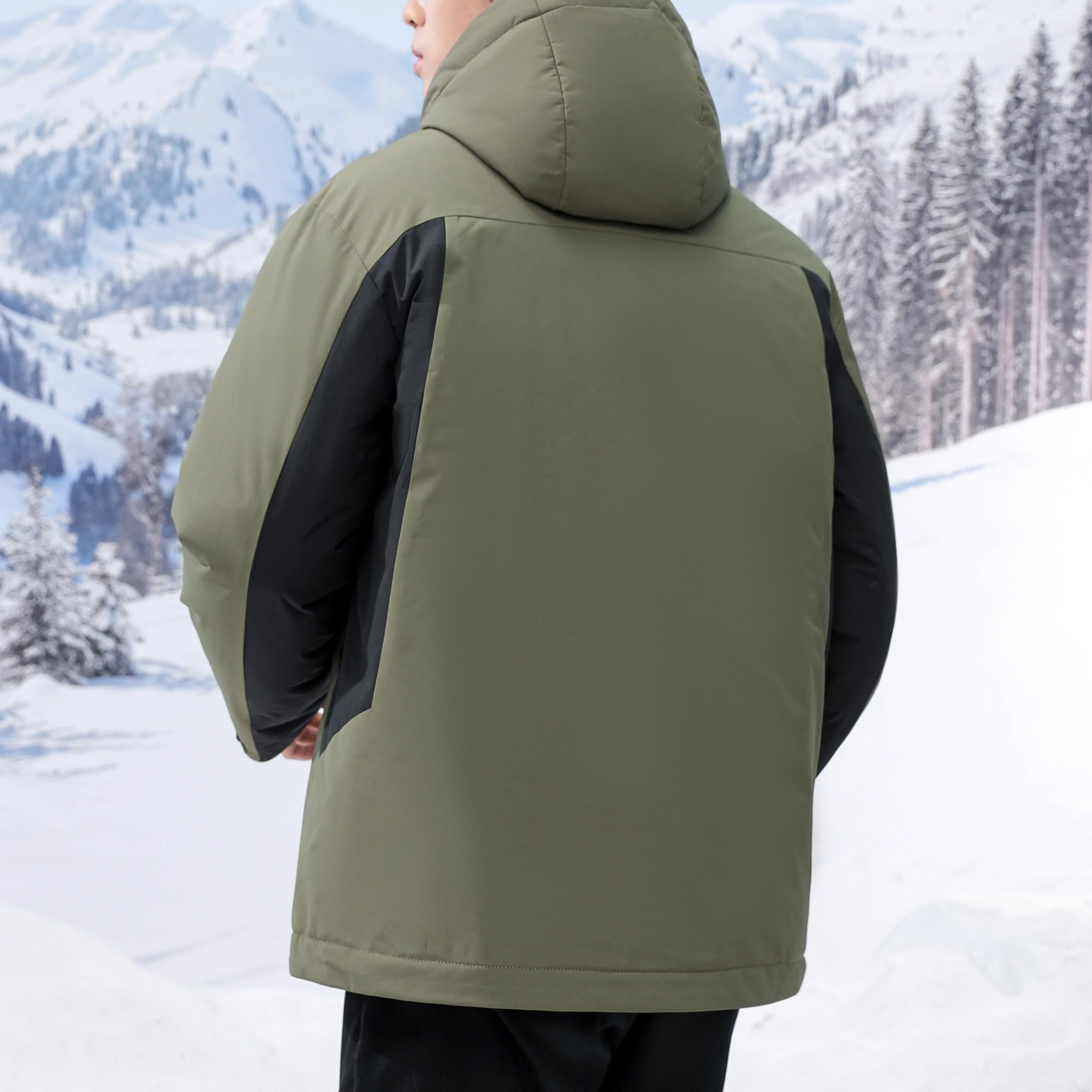 

Outdoor Windproof Waterproof Men's 90 Du down High Fill Power Thiened Warm down Jaet Fce Lined Long Sve Zipper Cl...