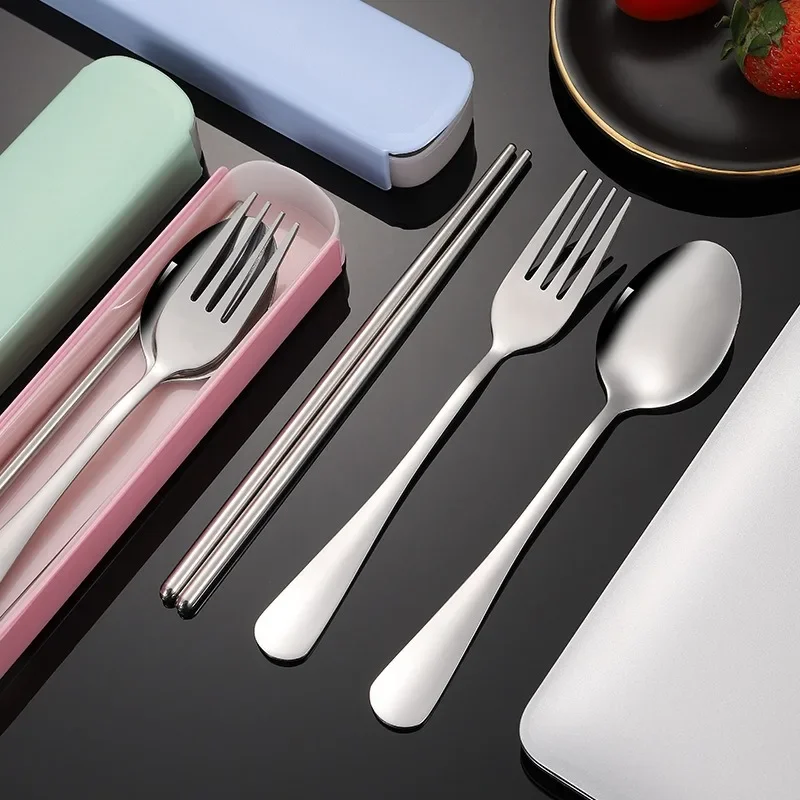 Travel Utensils with Case,Stainless Steel Camping Utensils,Reusable Portable Silverware Cutlery Spoon Fork Set for Lunch Box