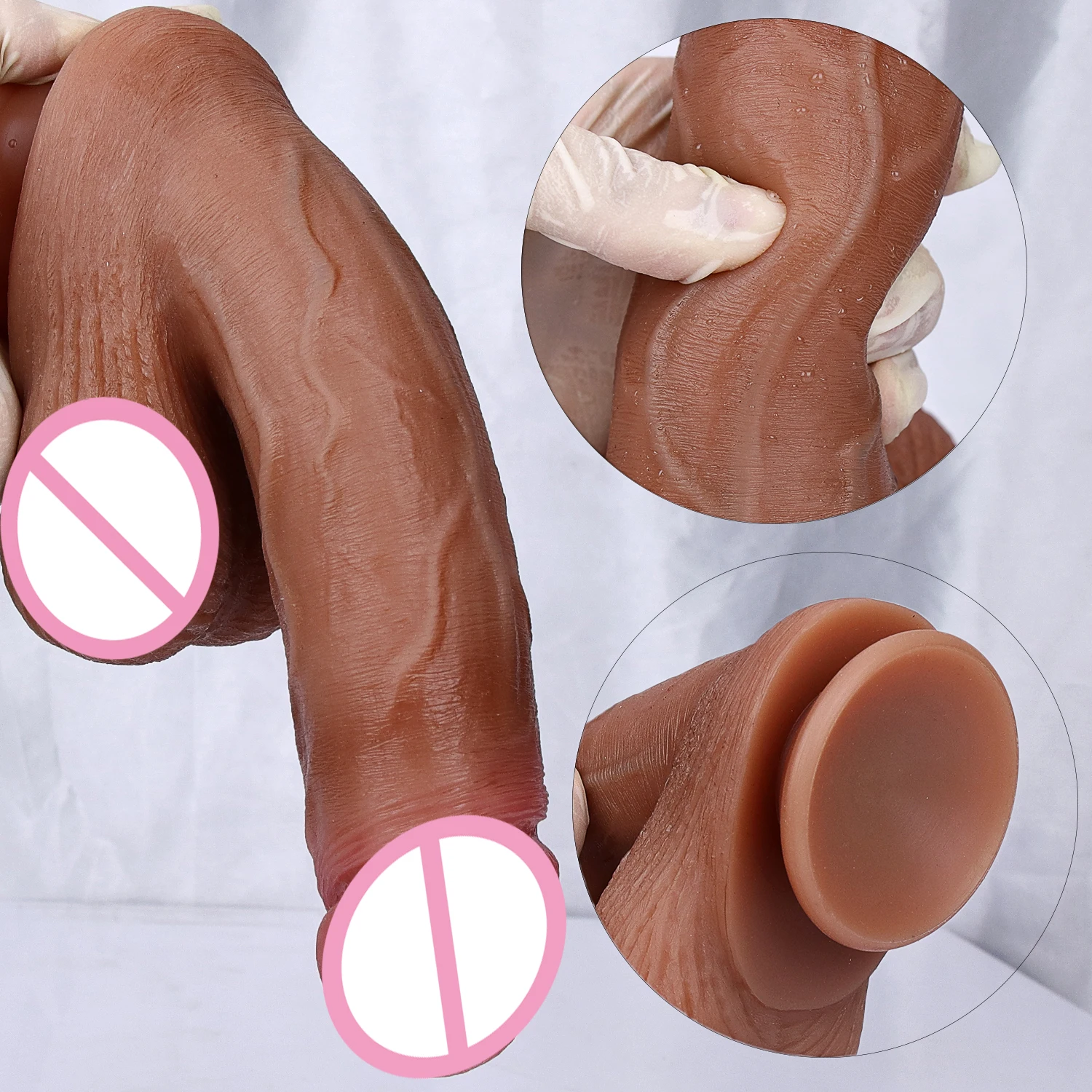 Flesh Realistic Strapon Soft Dildo Erotic Toy for Women Silicone Lesbian Vaginal Masturbators Penis Small Suction Cup Thick Dick