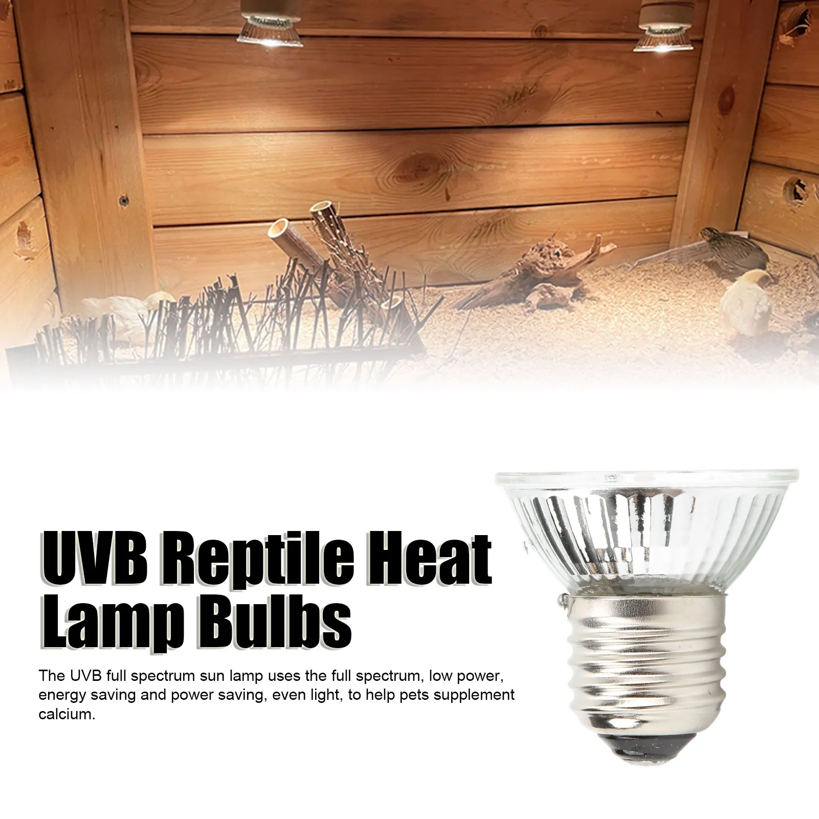 UVB Reptile Heat Lamp Bulbs Full Spectrum Energy Saving Sunbathe Heat Lamp for Amphibians Warm Light UVB Full Spectrum Sun Lamp