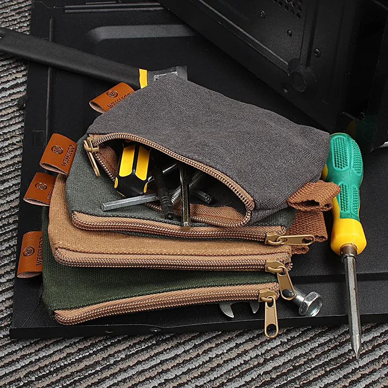 

electrician storage bag is sturdy durable hardware tool bag is simple and wet wax canvas small portable tool bag portable