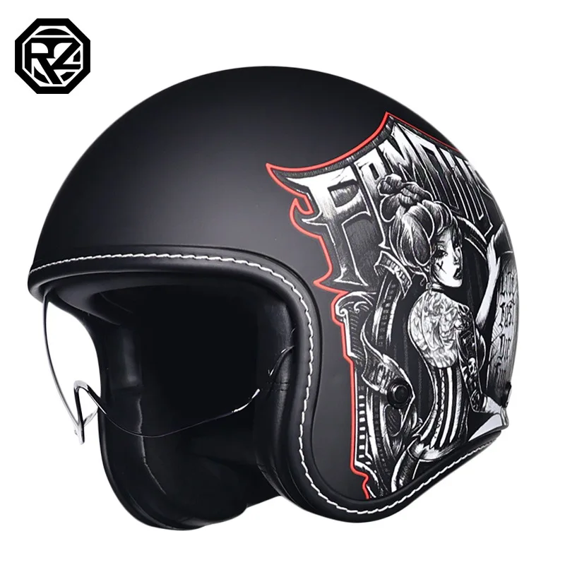 ORZ-Casque de moto à face ouverte, style rétro, demi-visage, sécurité, flash miroir-vent, 3/4, 3c Casco puzzles ete Moto, 300