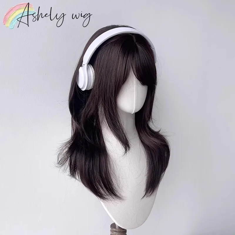 Hot-selling Wig High-end Japanese Anime Side-swept Bangs Sweet Long Straight Hair 2D Style Synthetic Wigs High Temperature Fiber