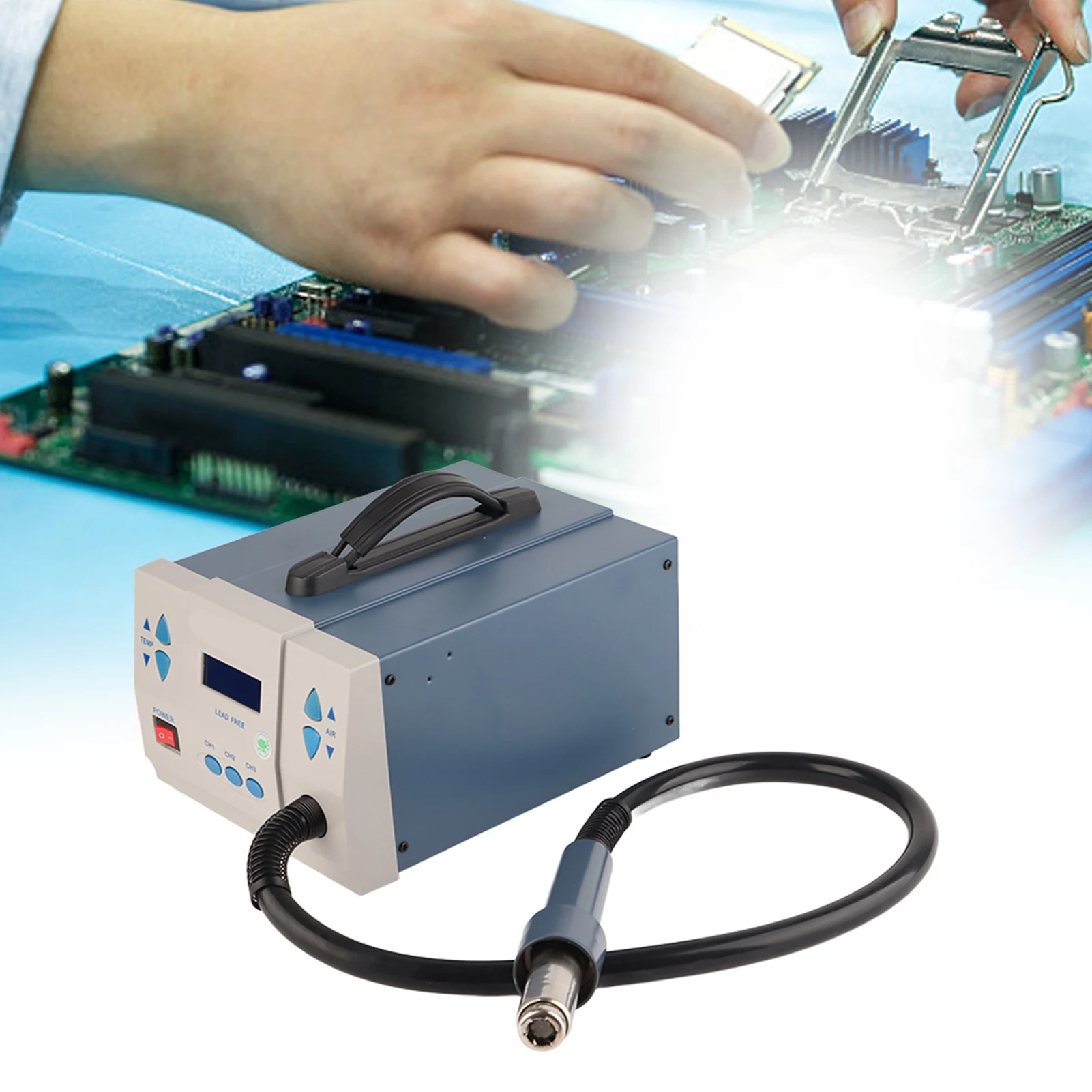 861DX 1200 واط SMD مسدس هواء ساخن رقمي LCD محطة إعادة العمل ديسولديرينغ 3 قناة الذاكرة مسدس هواء ساخن محطة إعادة العمل محطة لحام