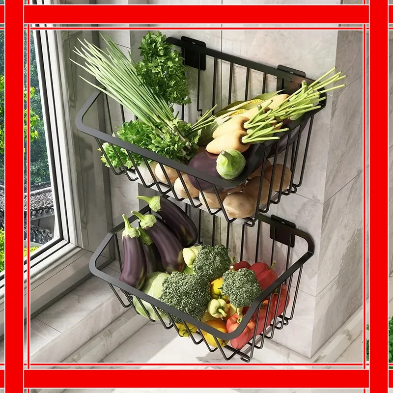 

1Pc Kitchen Hanging Storage Basket Stainless Steel Wall-mounted Sink Fruit Vegetable Draining Rack Home Supplies