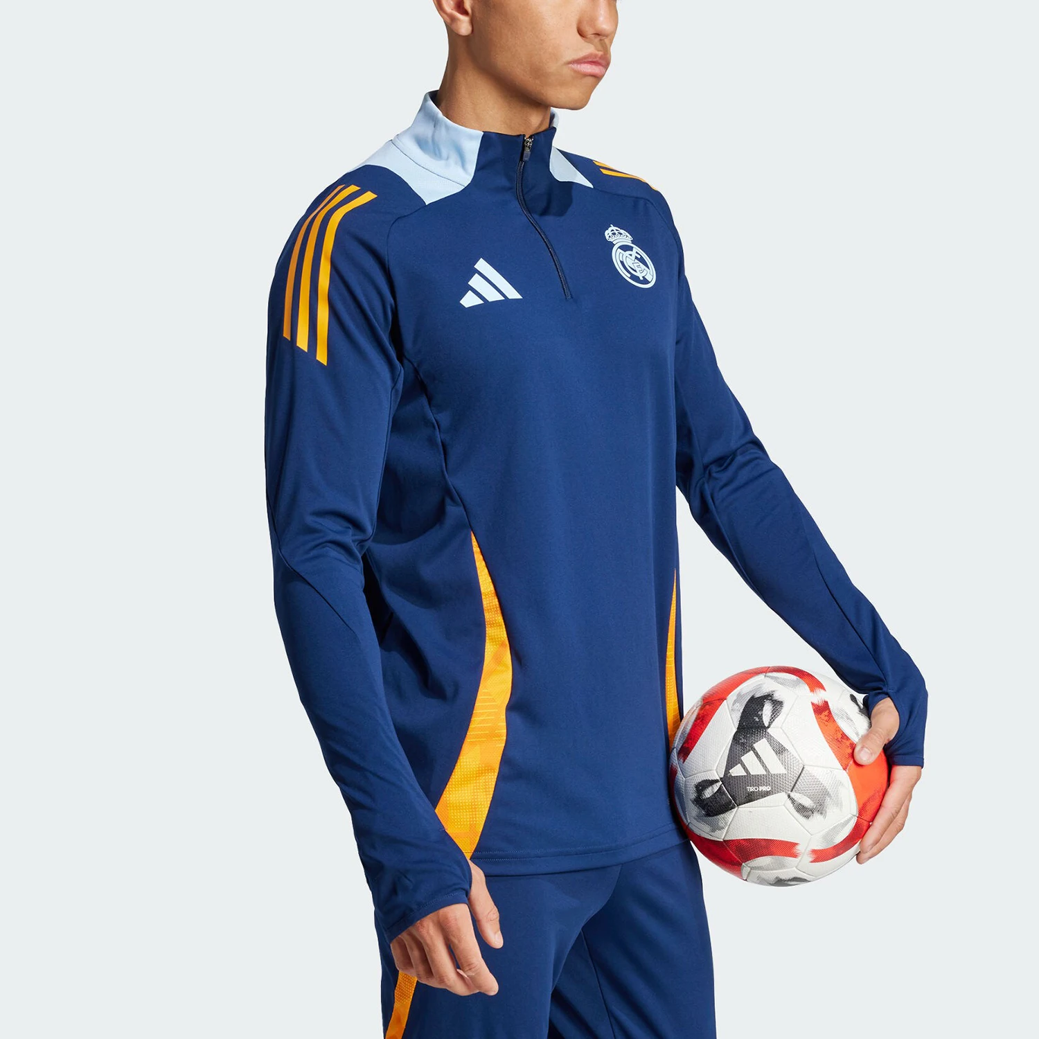 Adidas genuine autumn new men's football splicing stand up collar training T-shirt JE4205