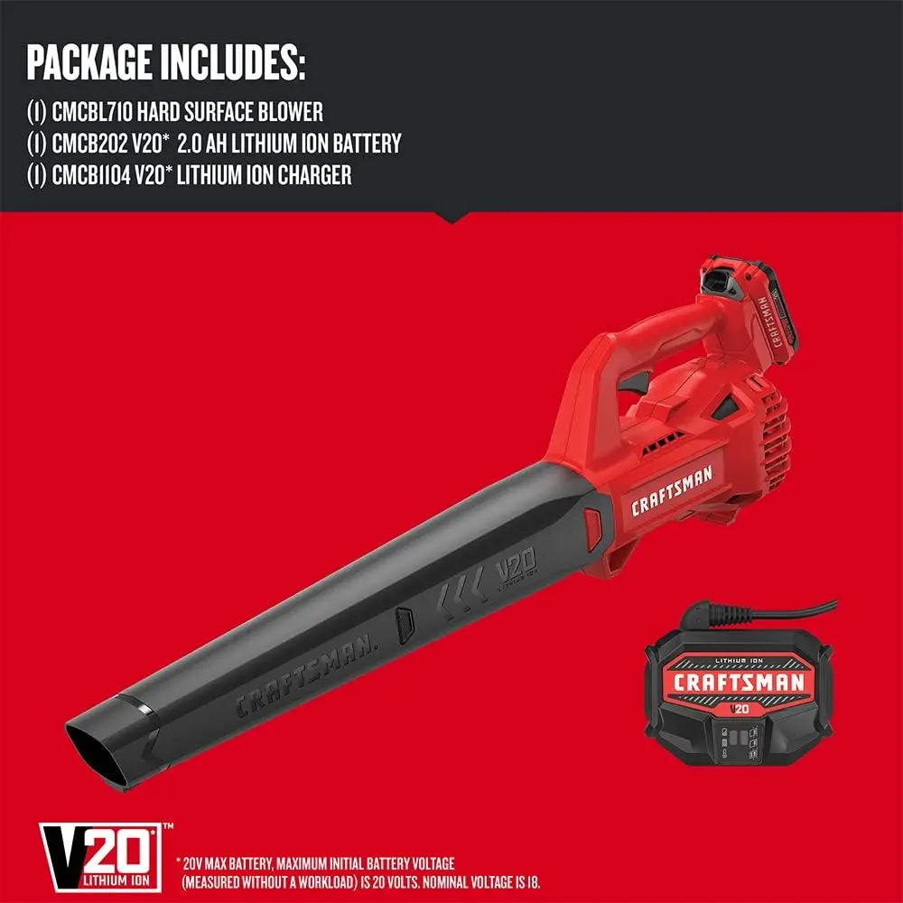 20V MAX Cordless Leaf Blower Kit with Battery & Charger Included (CMCBL710D1) Red Light and Compact