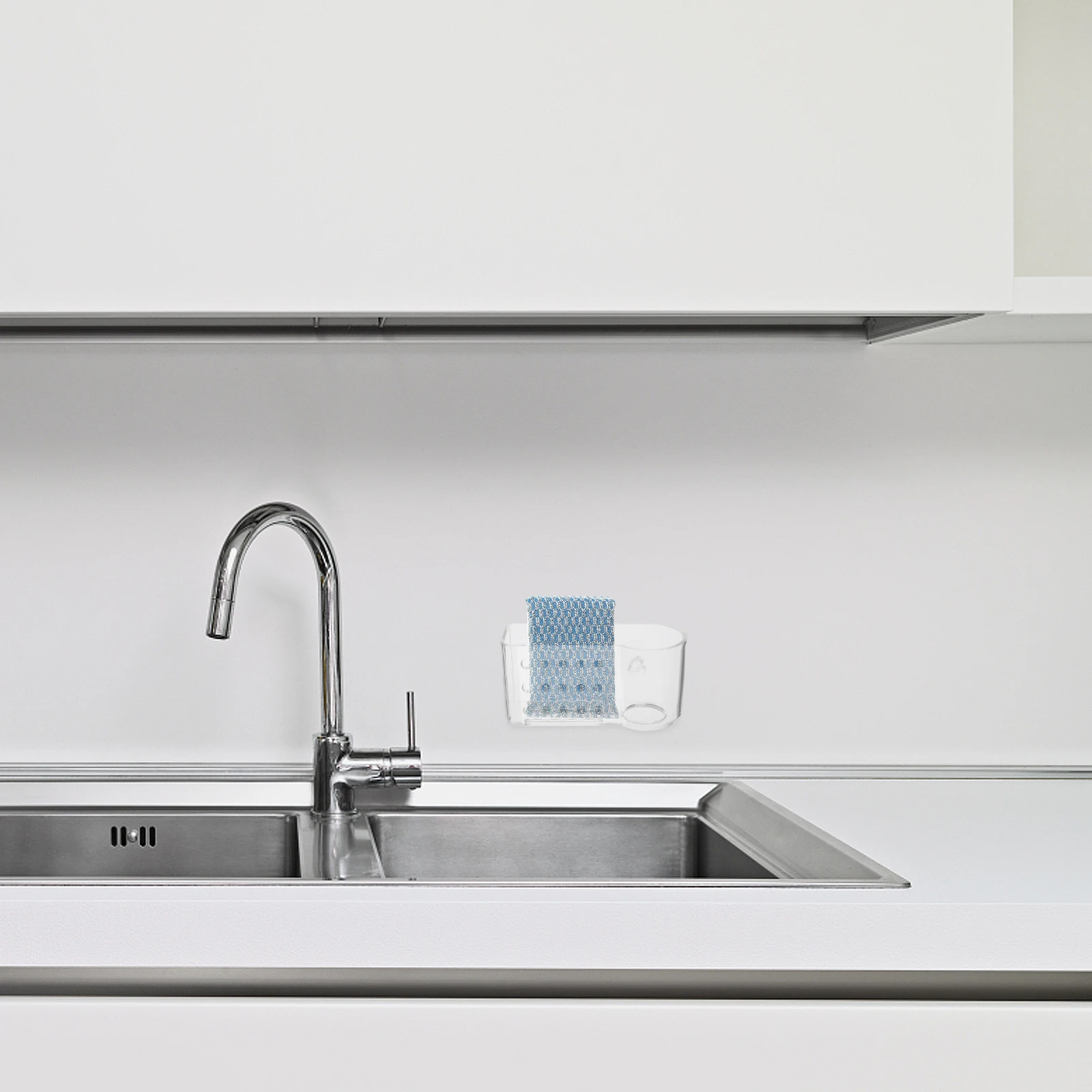 

Kitchen Sink Organizer Sponge Holder Suction Cup Wall Mount Dish Rack Pvc Multi Functional Storage Kitchen Bathroom Tidy