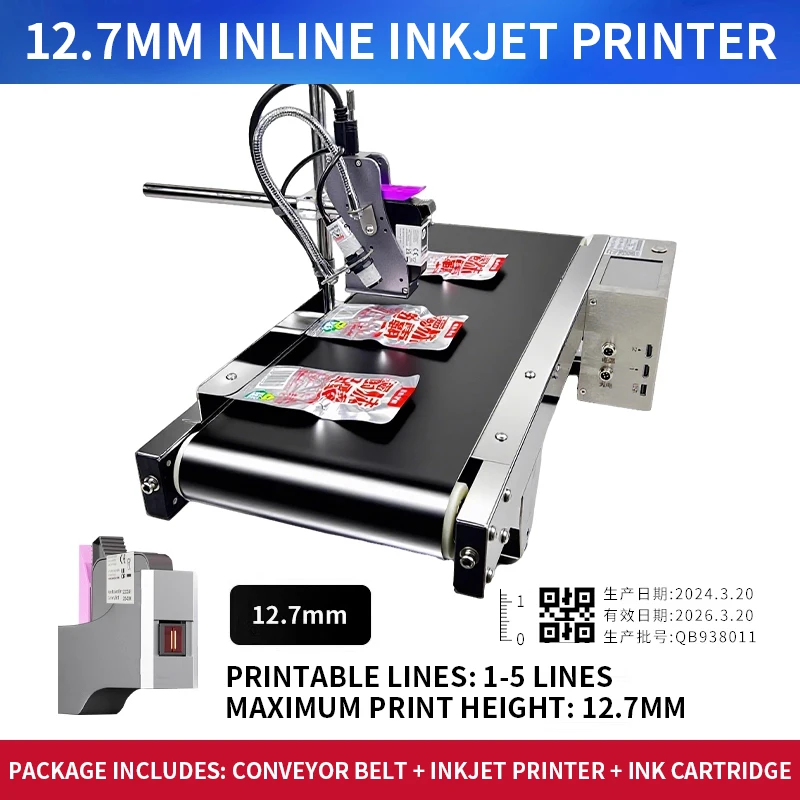

Small Countertop Fully Automatic Inline Coding Machine for Production Date, Chinese Characters, Numbers, Symbols, QR Codes Bottl