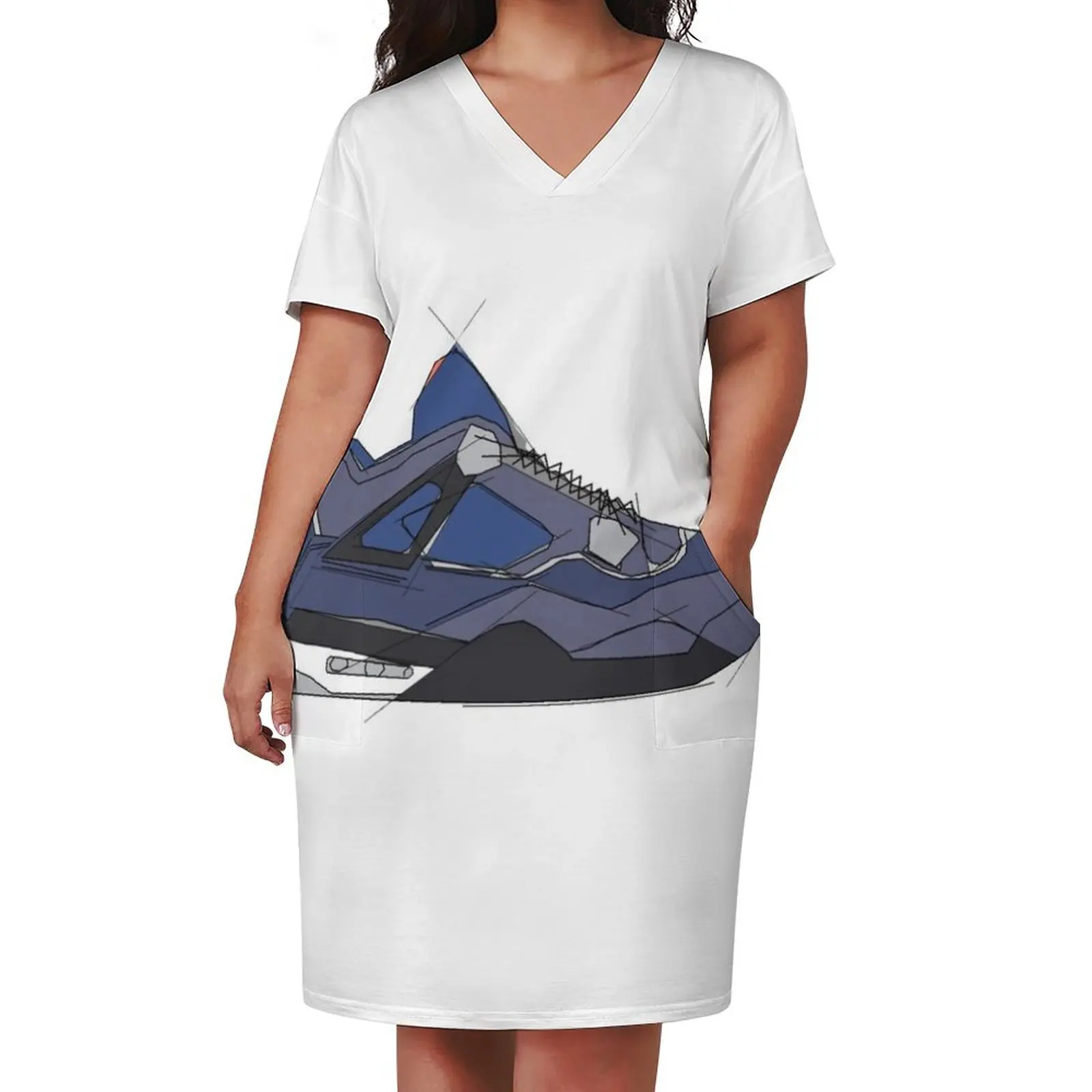 Sneaker Drawing Colorred Loose Pocket Dress Woman clothes sexy short dresses daring Women's summer skirt