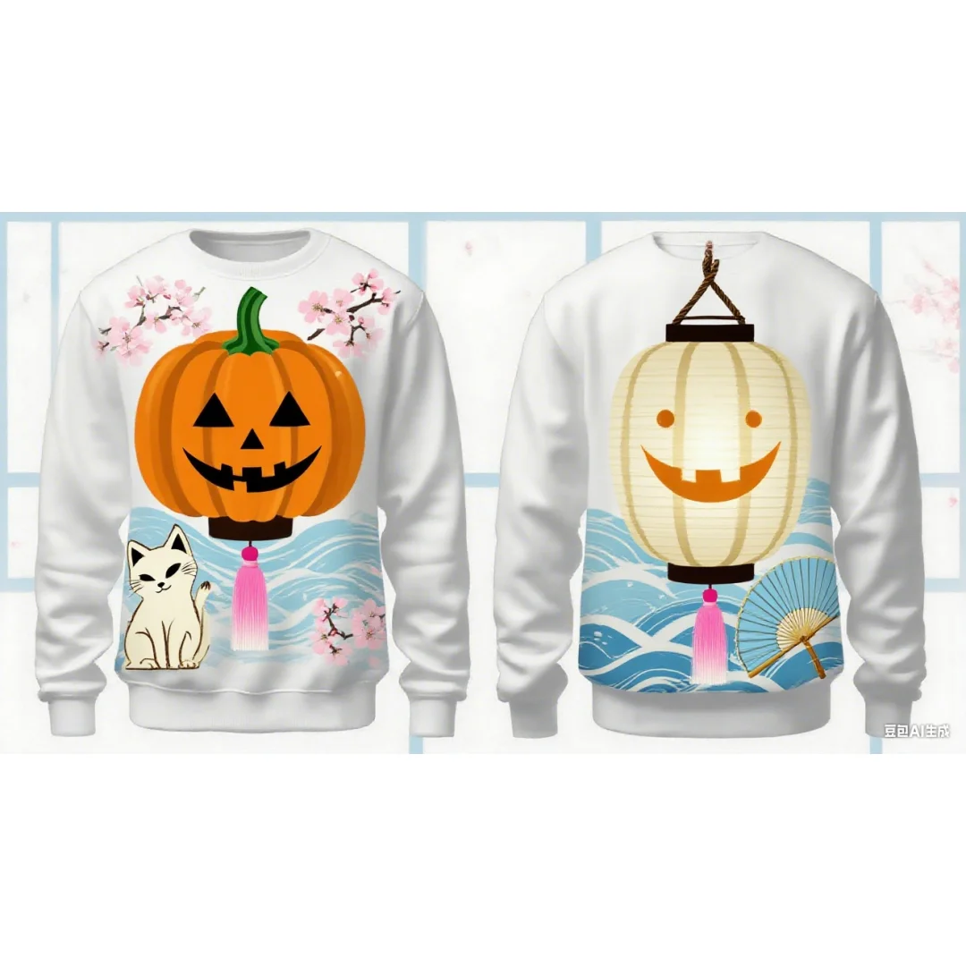 Halloween Japanese-style pumpkin graphic hoodie 3D Print Spring Autumn Fashion Leisure Streetwear Men's And Women's Y2K Hoodies