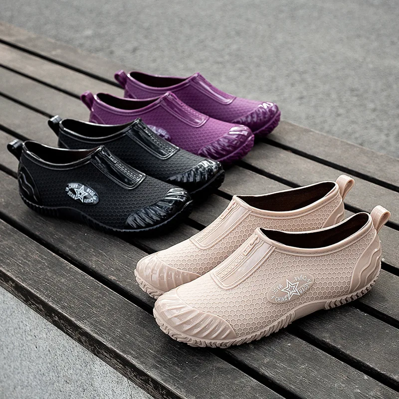 New 2023 Women Fashion Waterproof Rain Boots Short Shallow Rainboots Outside Garden Rainboots Wellies Shoes