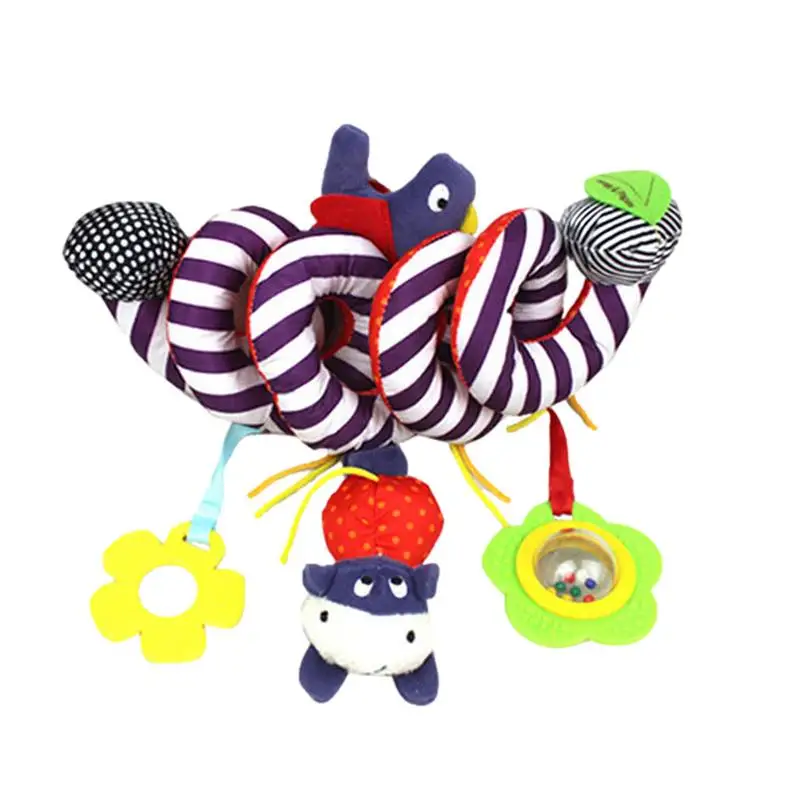 Spiral Plush Toy Car Seat Crib Baby Teething Pram Rattles Toy Spiral Hanging Baby Toy With Cute Cartoon Patterns Teether Plush