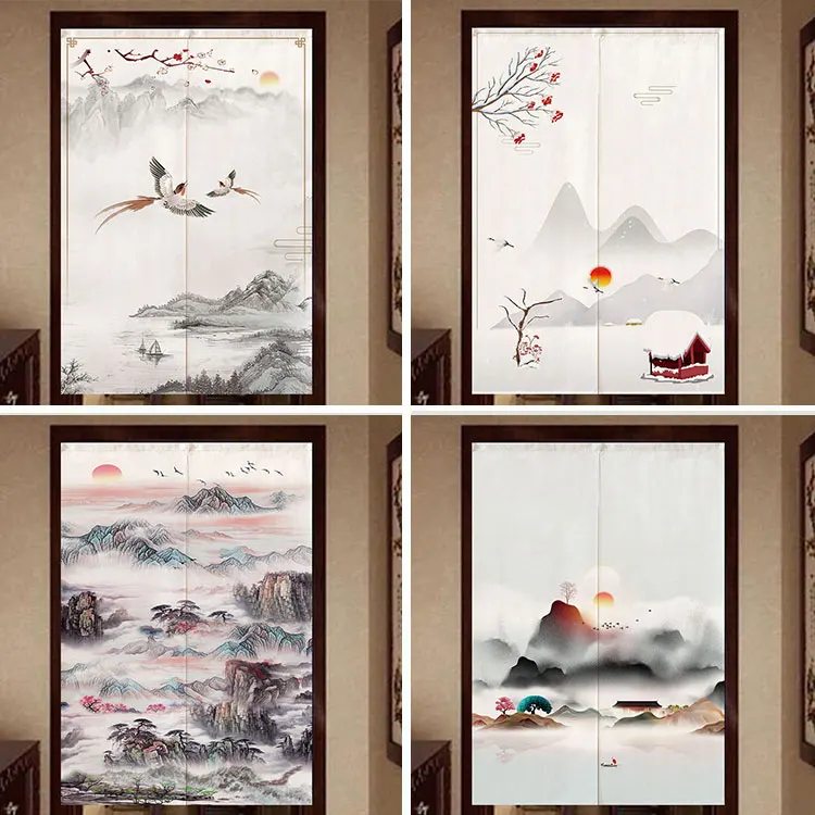 

Китайская занавеска для двери в древнем чернильном стиле, занавеска для двери в гостиной, занавеска для двери, занавеска для двери в стиле фэн-шуй