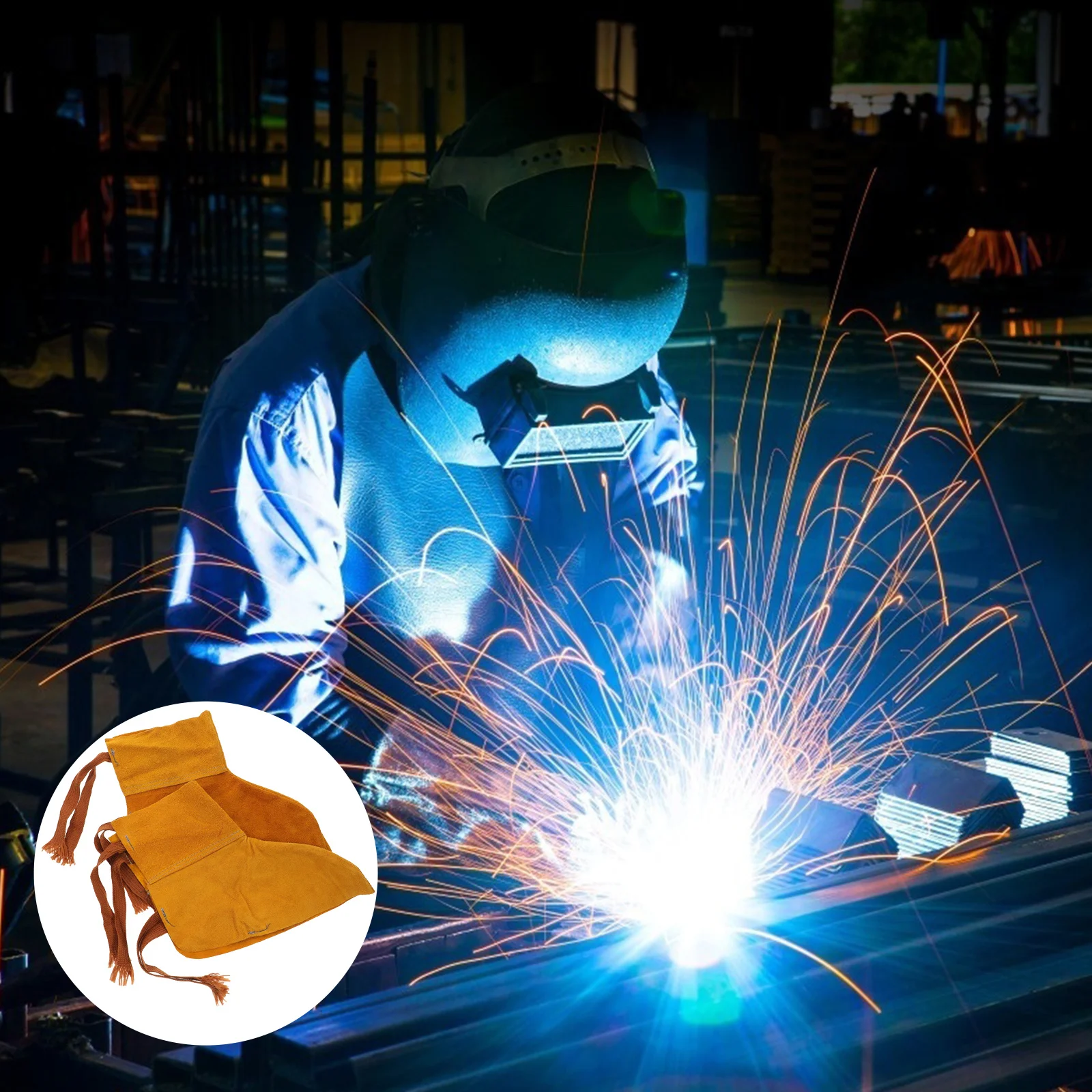 

1Pair Welding Foot Cover Protective Shoes Wear-Resistant Insulating Adjustable Shoelace Easy to Wear and Take Off