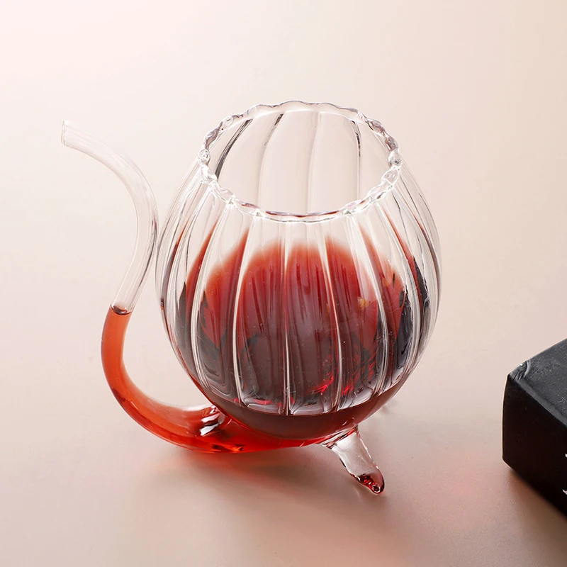 1Pc 8.3*13.5cm Creative Goblet Glass Mug With Straw For Cold Drink Wine Juice Glass Squirrel Cup Home Use Party Bar Transparent