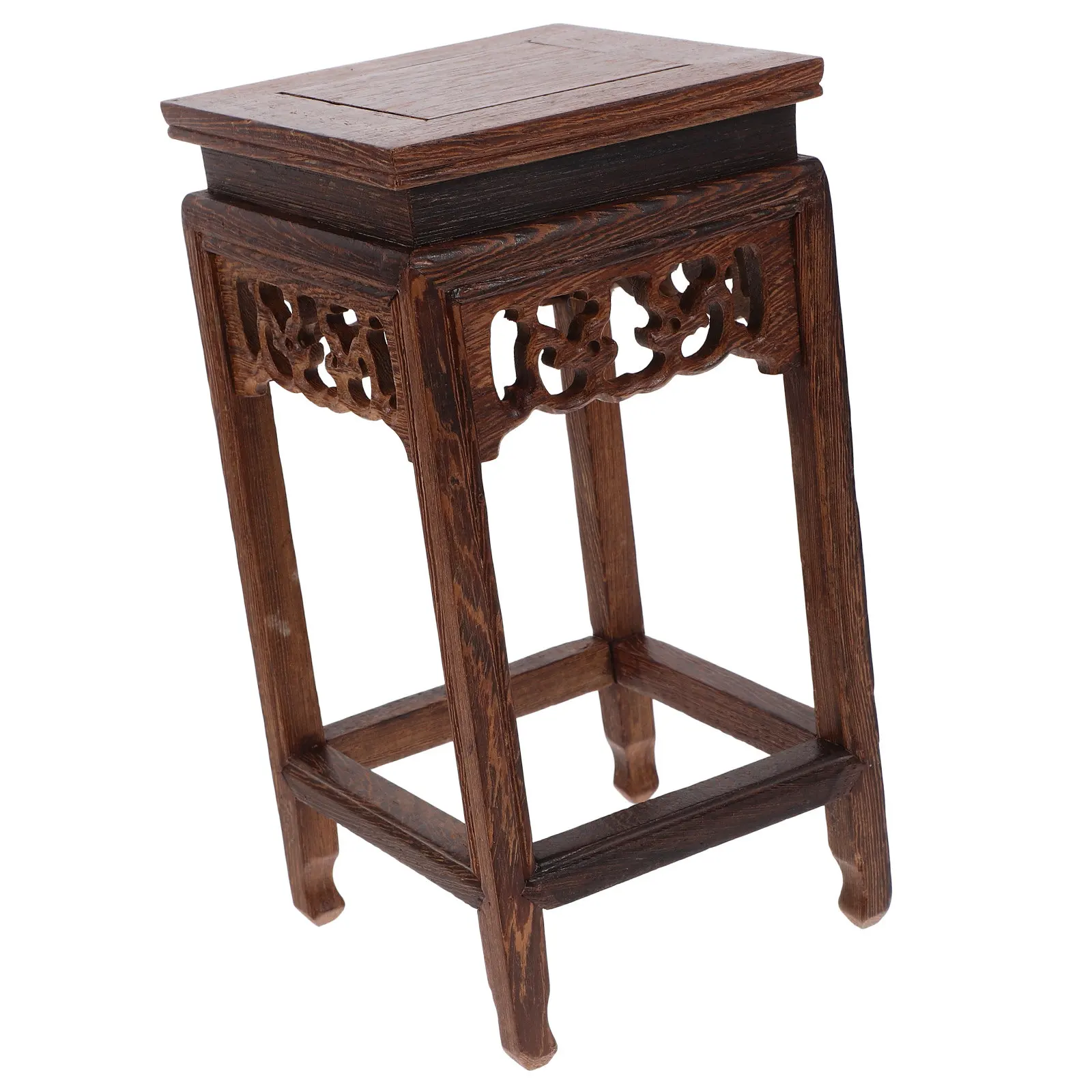 Wooden Bench Stool Short Wood Riser Stool Rustic Stable Plant Stand Wood Base Plant Holder Potted Planter Display Decorative