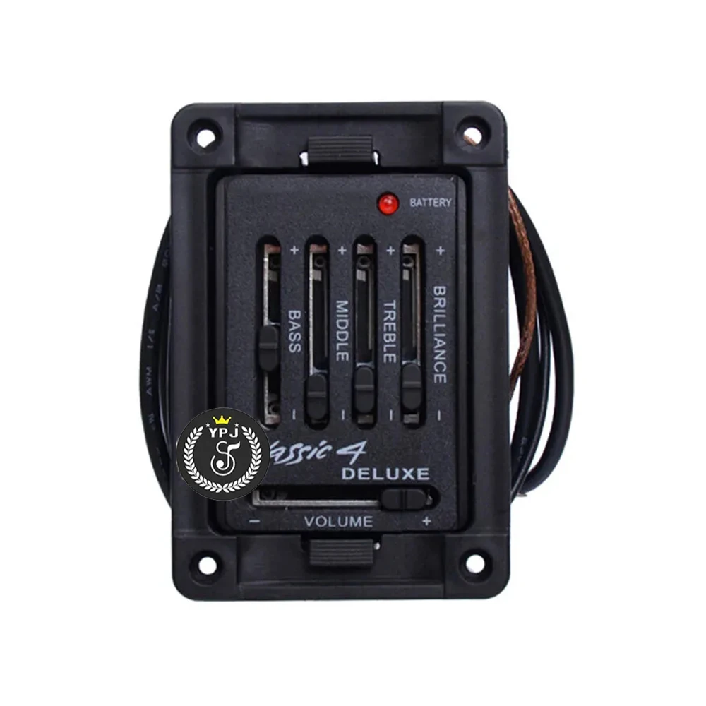 1 takım yeni akustik gitar Pickup klasik 4 Deluxe preamplifikatör 4-Bands EQ Piezo Preamp siyah gitar parçaları