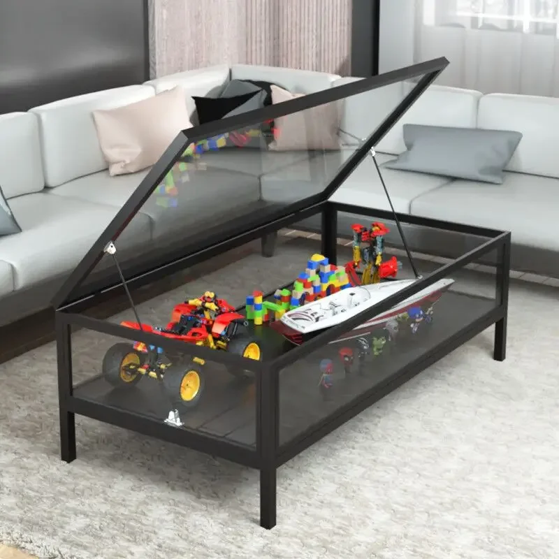 

Customized Nordic coffee table, living room, household tempered glass small unit, handheld storage and display cabinet
