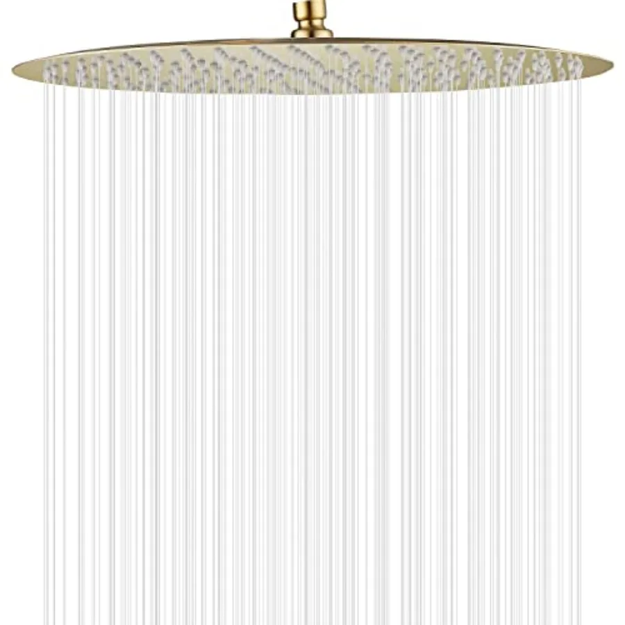 

High Pressure Round Shower Head 16 Inch Large Stainless Steel Shower Heads, Ultra Thin Rainfall Bath Shower 1/2 Connection Show