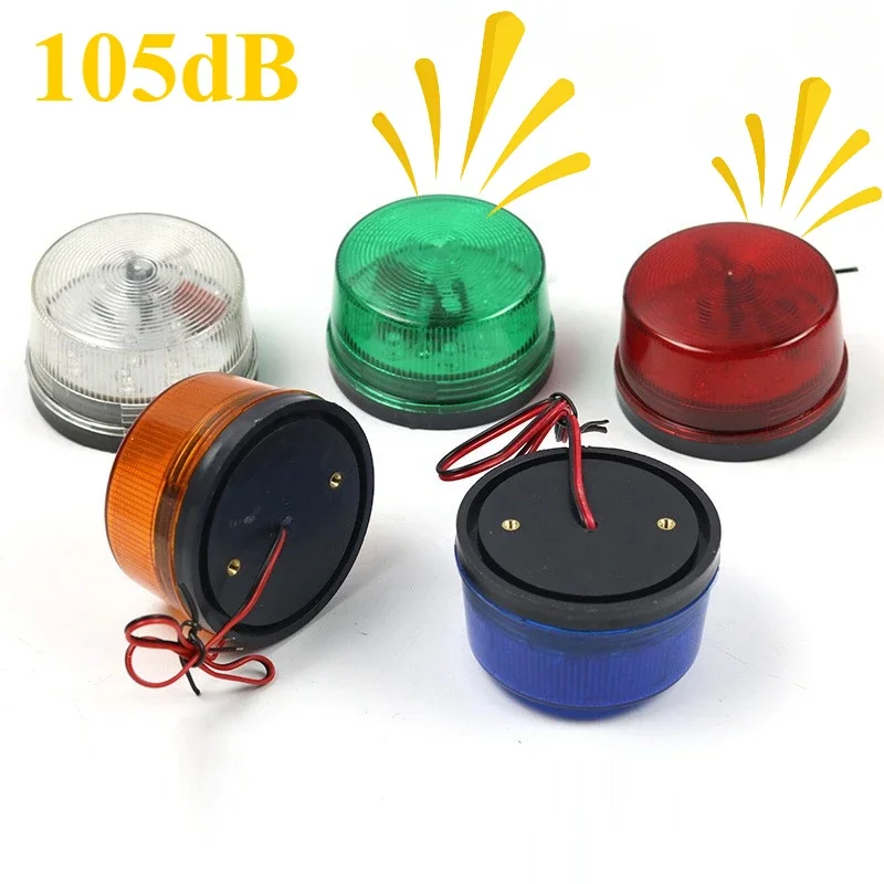Luz de advertencia estroboscópica, luz de sonido de 105dB, luz de alarma DC12V/DC24V, baliza intermitente, lámpara indicadora Led para sistema de seguridad