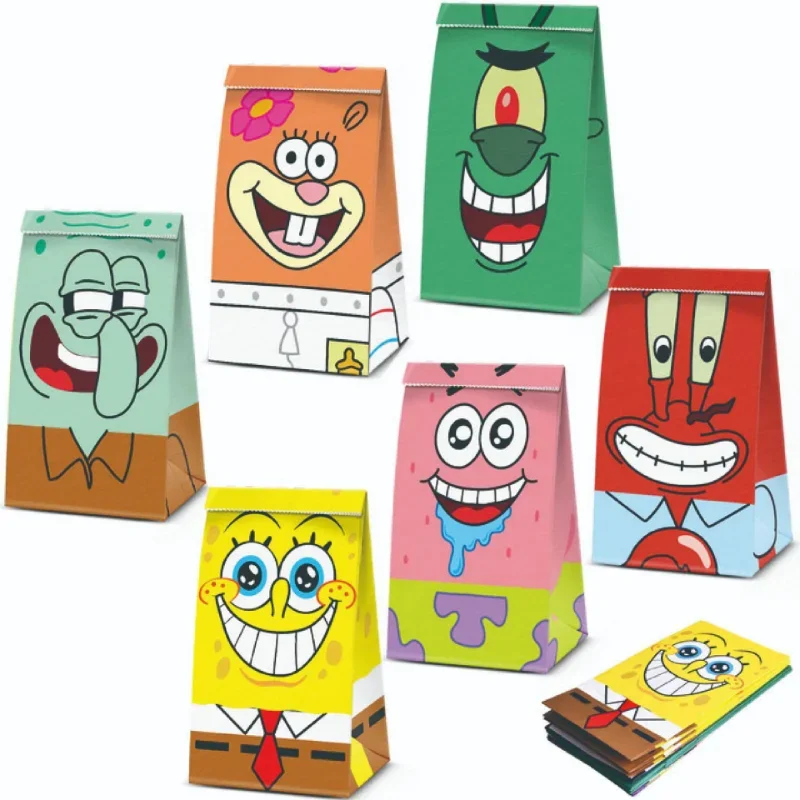 12 قطعة سبونجبوب لصالح صندوق الحلوى هدية صندوق أكياس الورق أنيمي موضوع حفلة عيد ميلاد الديكور Kawaii باتريك ستار كاندي صناديق هدية #2
