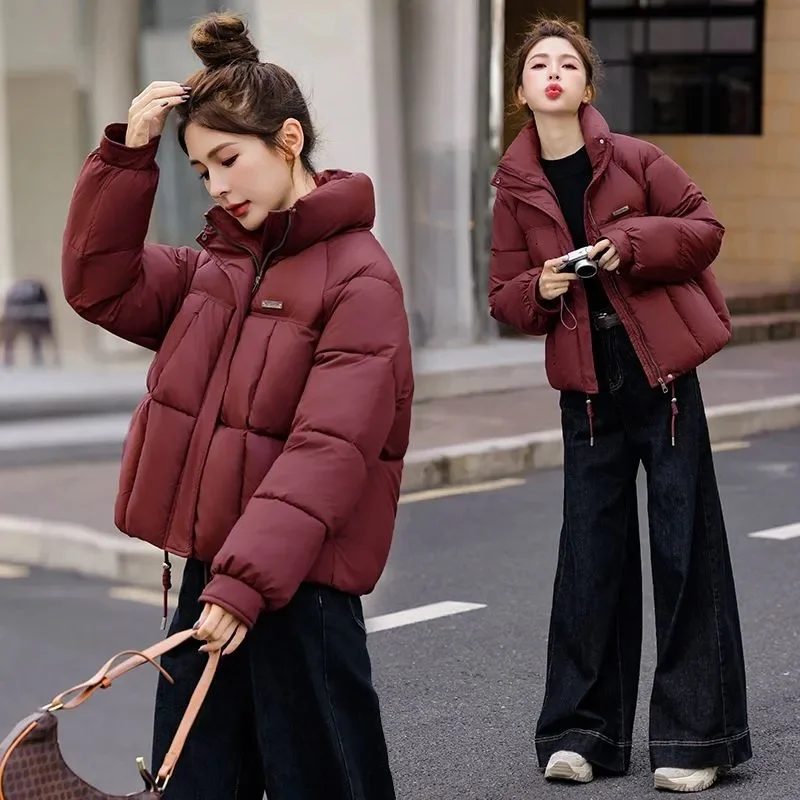 Damska Kurtka Parka Nowa Jesień Zima Lekka Cienka Puchowa Bawełniana Kurtka Femme Casual Krótka Ciepła Podstawowa Odzież Wierzchnia Damskie Topy JJ285