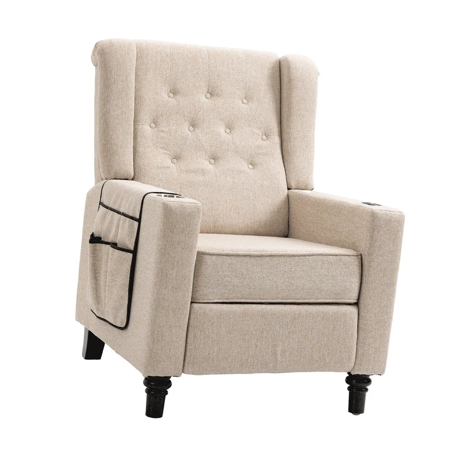 Arm Pushing Recliner Chair, Modern Button Tufted Wingback Push Back Recliner